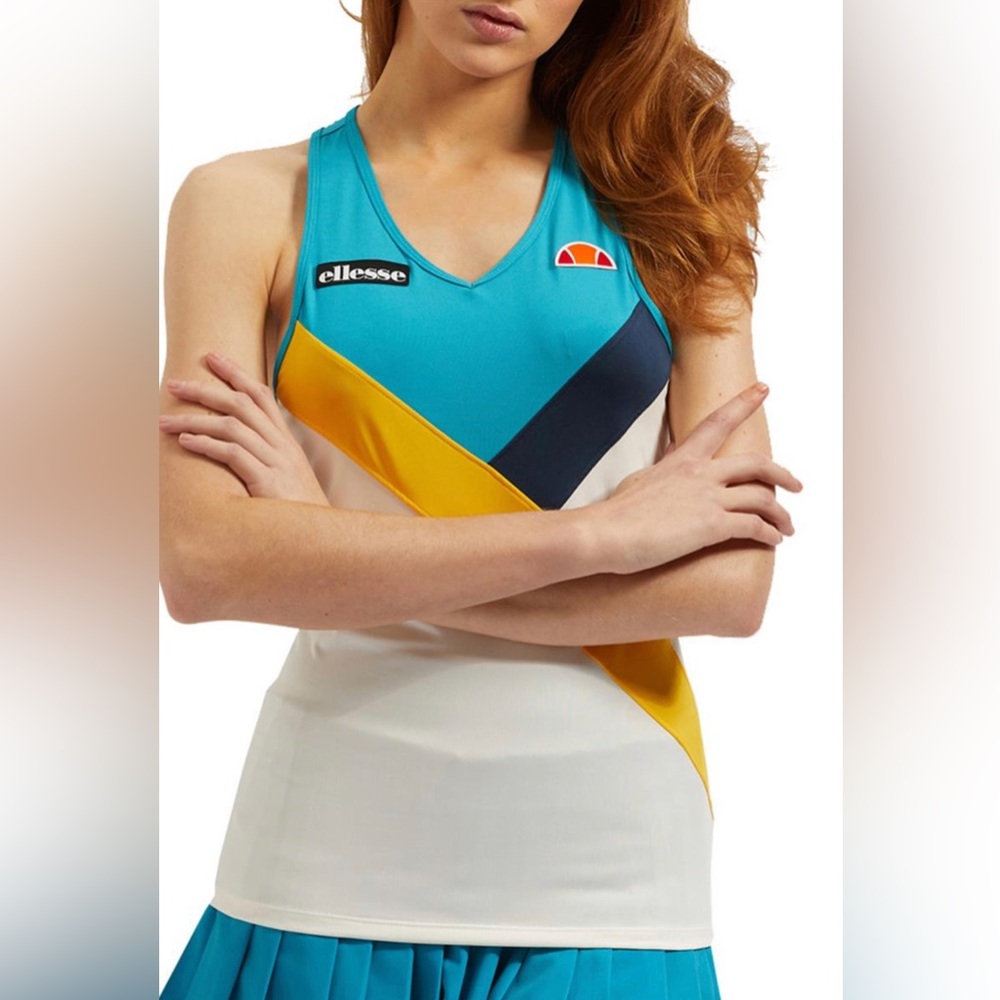 Elesse Reynolds Cream, Yellow and Turquoise Tank Top in XL  NWT
